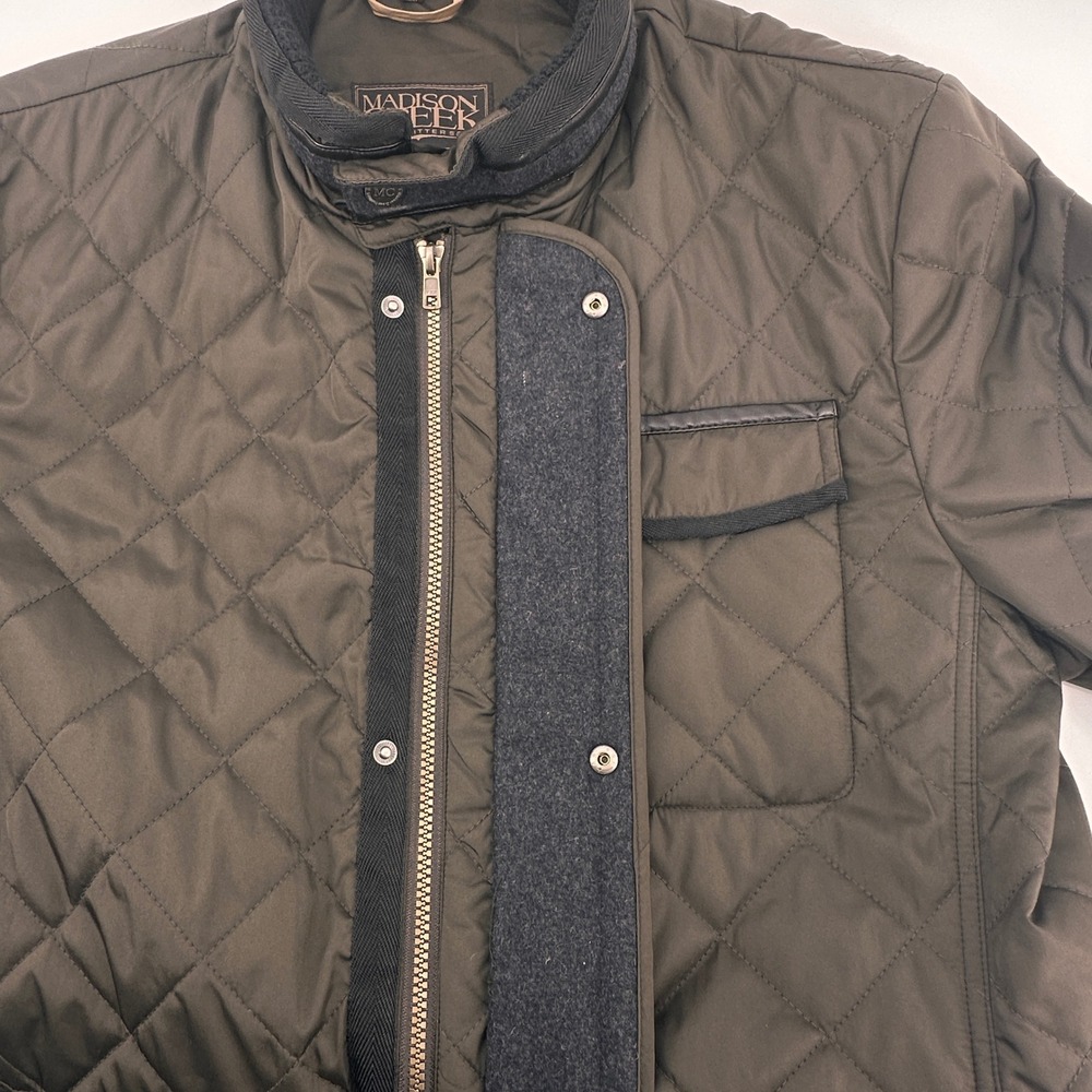 Madison Creek Outfitters Mens Large Quilted Jacket Olive Green Elbow Patches‎ - Picture 9 of 13